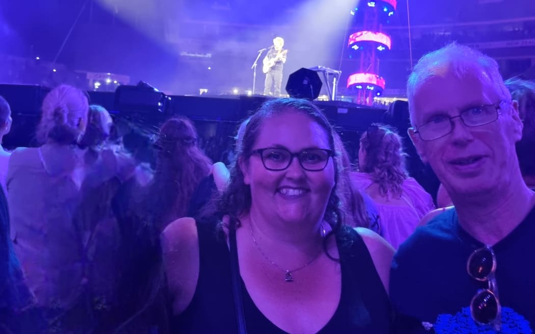 Simon Bird and niece Christina attend Ed Sheeran concert.