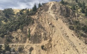 A landslip blocked the Awatere Valley Road, near Seddon, after the 7.8 magnitude earthquake on 14 November 2016.