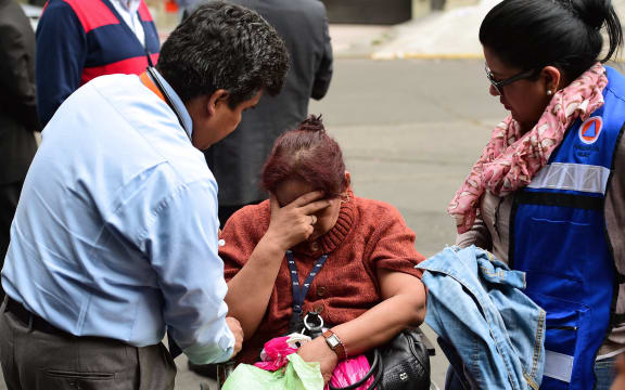 The earthquake forced people onto the streets in Mexico City..