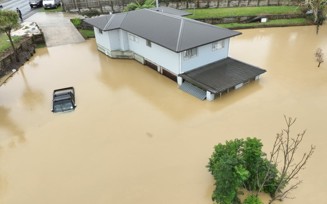 Floodwaters in Ōtorohanga, on Saturday 14 February, 2026.