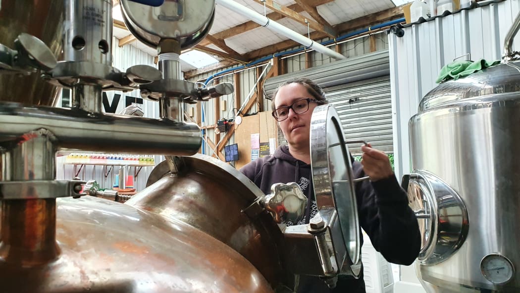 Janet Charteris at work in her distillery