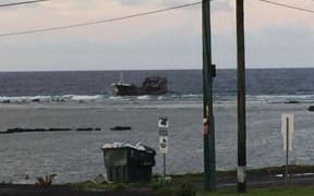 The longliner that has been grounded off Leone village