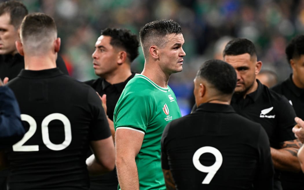 The All Blacks clap off Ireland captain Jonathan Sexton