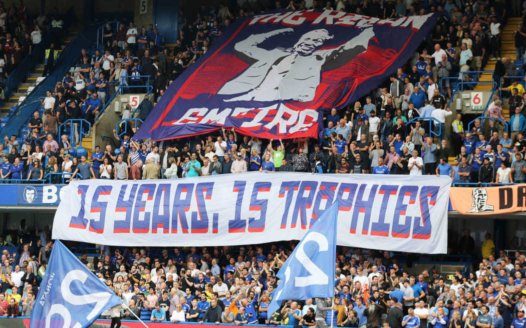 Giant banner dedicated to Chelsea owner Roman Abramovich