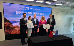Prime Minister Christopher Luxon at Trip.com headquarters in Shanghai.
