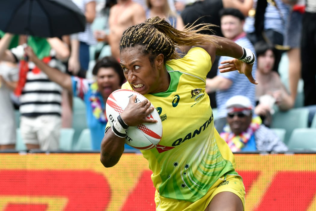 Australian sevens player Ella Green in full flight