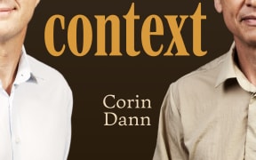 Two men face the camera with serious but open expressions. Text reads "Context, Corin Dann and Guyon Espiner"