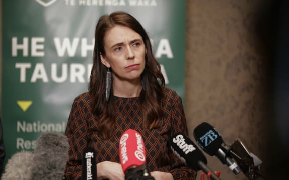 PM Jacinda Ardern talks to media after violent extremism hui.