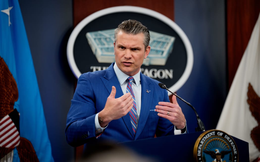 US Defense Secretary Pete Hegseth speaks during a news conference at the Pentagon on June 26 in Arlington, Virginia.