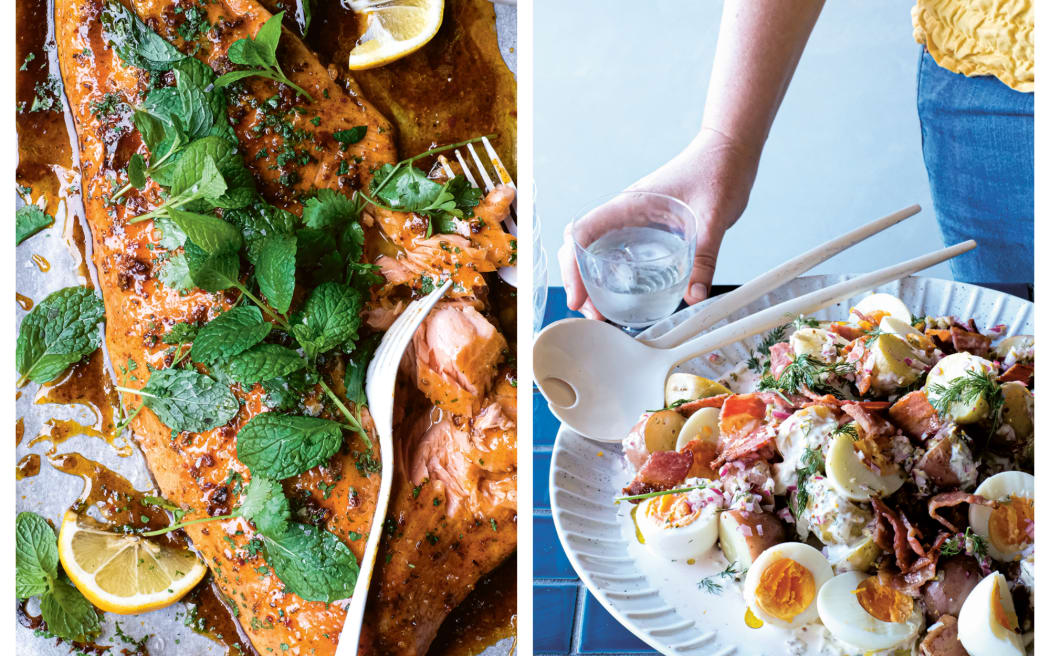 Harissa salmon and potato salad