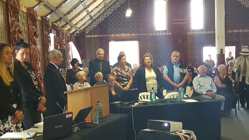 Veterans and their whanau at Otiria Marae.