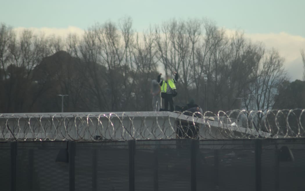 Prisoners on top of the youth unit at Hawke's Bay Region Prison.