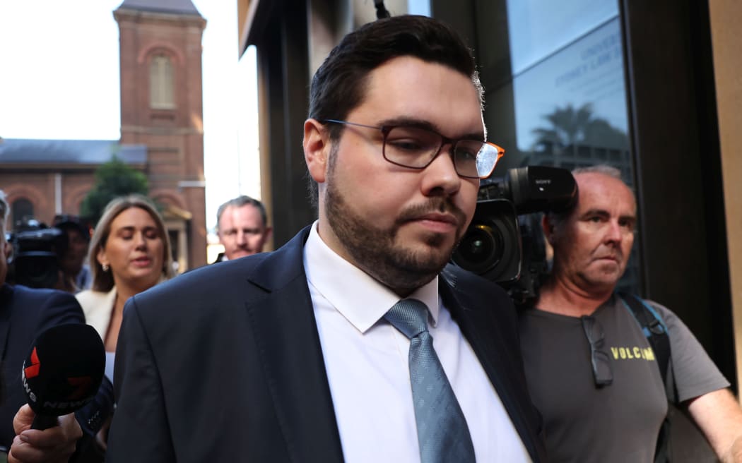 Image of Bruce Lehrmann emerging from court on April 15, 2024 in Sydney, Australia.