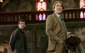 Daniel Craig and Josh O'Connor in Wake Up Dead Man.