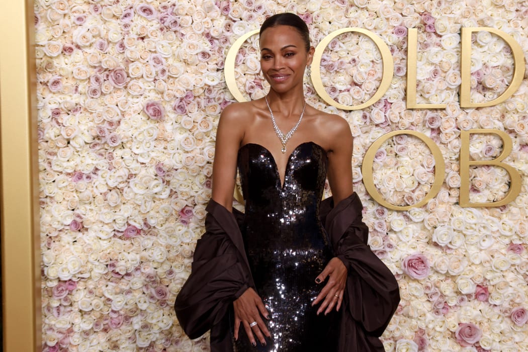 US actress Zoe Saldana arrives for the 82nd annual Golden Globe Awards at the Beverly Hilton hotel in Beverly Hills, California, on January 5, 2025.
