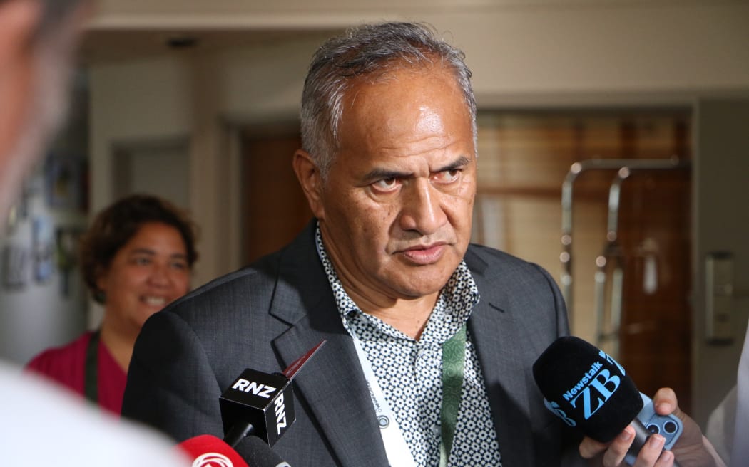 Tukoroirangi Morgan at the Iwi Chairs Forum at Waitangi, ahead of Waitangi Day celebrations 2023.