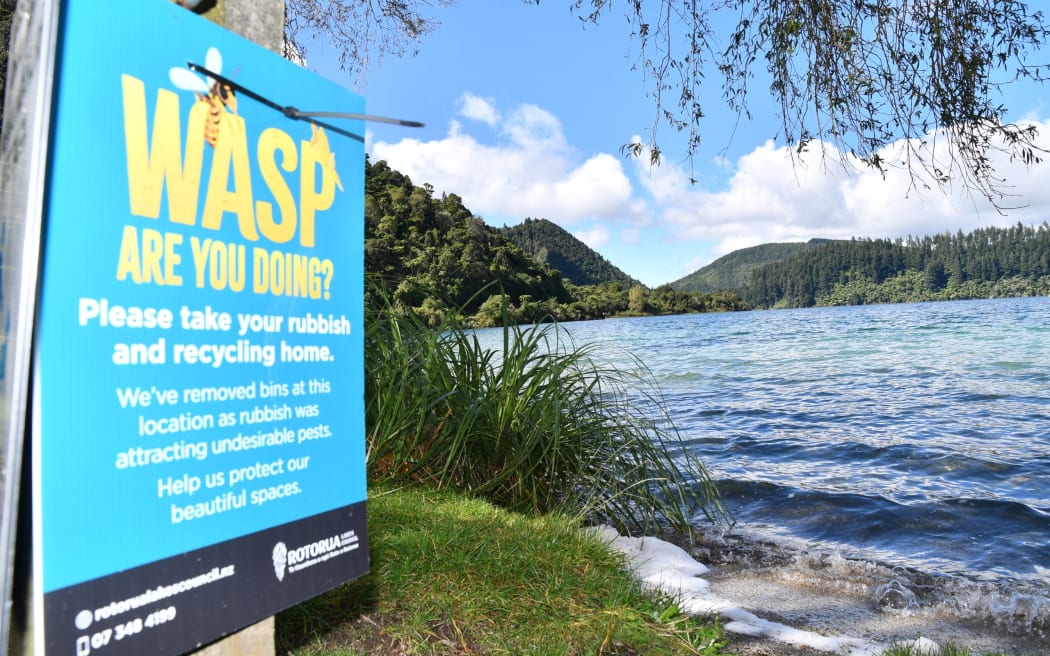 There are concerns a lack of bins at Rotorua's Blue Lake will mean more rubbish is left behind.