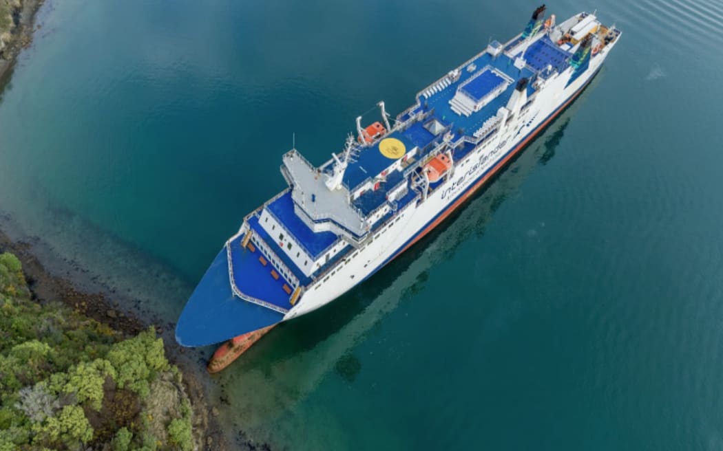 The Interislander ferry grounded at Titoki Bay near Picton