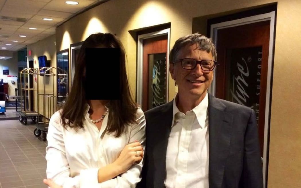 Bill Gates poses for a photograph with a woman whose face has been redacted, in this undated picture released by Democrats on the House Oversight Committee on Thursday, 18 December.