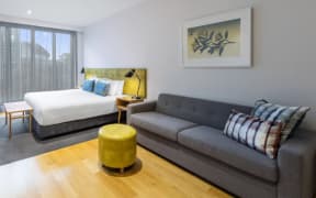 A studio room at Adina apartment hotel.