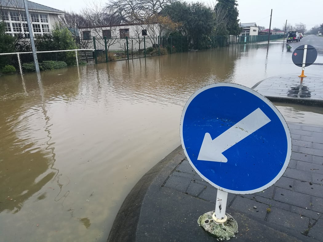 Flooding in Leeston in Selwyn District, Canterbury, on Monday 14 August 2017