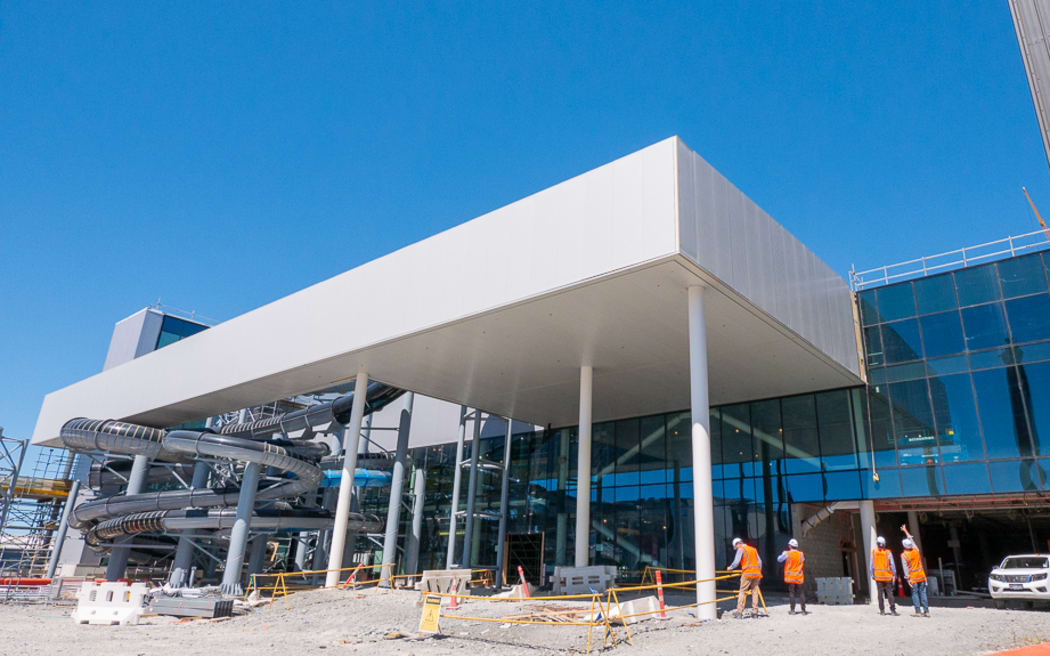 The entrance into the new Parakiore Sport Centre, in March 2023.