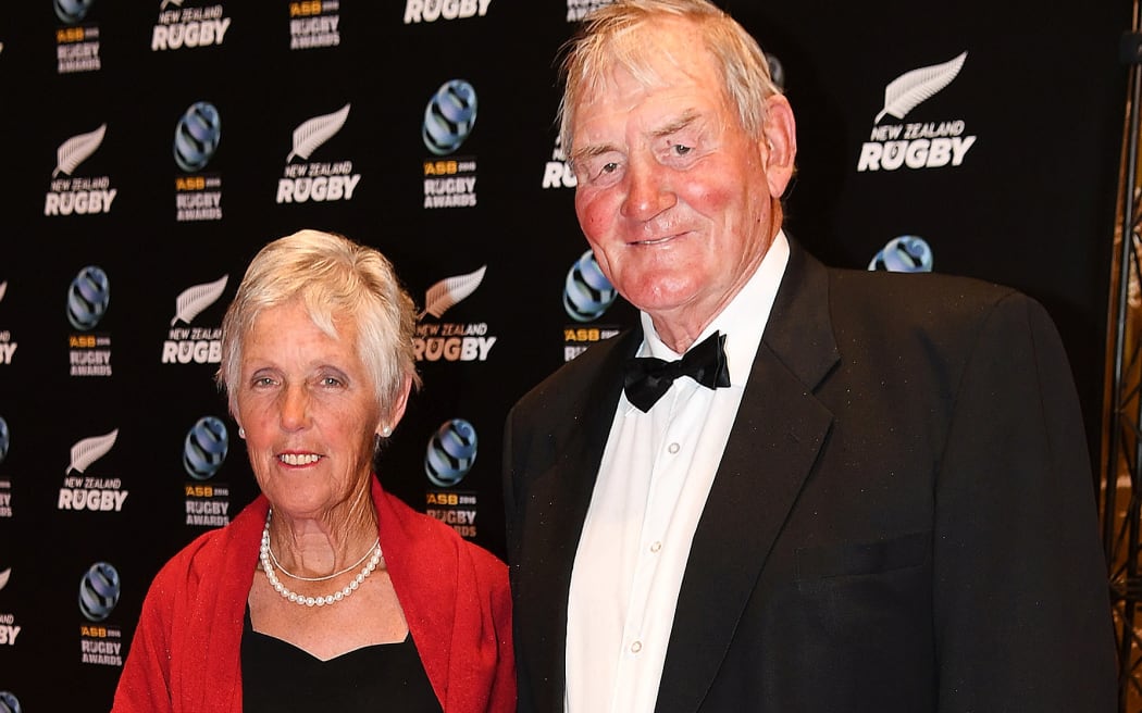 Sir Brian Lochore and wife Lady Pam at the New Zealand Rugby Awards in 2016.