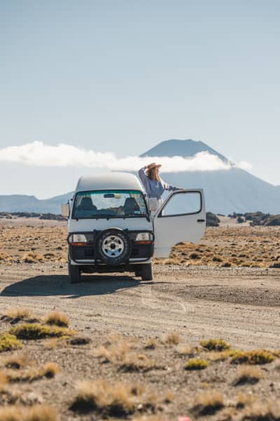 Travel blogger and photographer Abigail Hannah out on the road in her van.