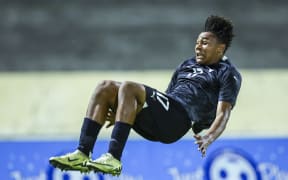 New Zealand's Luke Brooke-Smith celebrates a goal at the OFC Men's U-16 Championship final against Fiji.