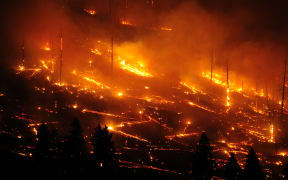 Burning areas of the southeastern flank of the Tennant Fire in California, United States on 4 July 2021.