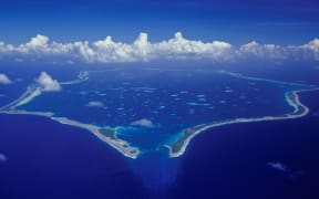 Aerial photograph of Penrhyn, also known as Tongareva in the Cook Islands.