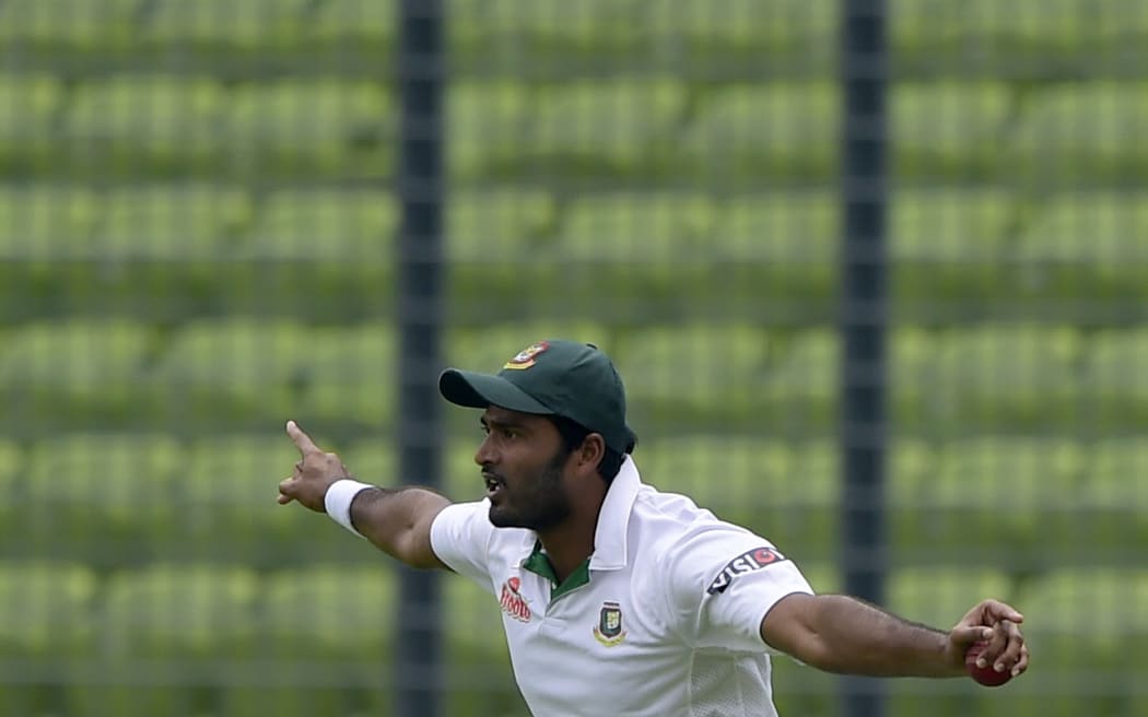 Shahadat Hossain during a cricket test against Pakistan earlier this year.