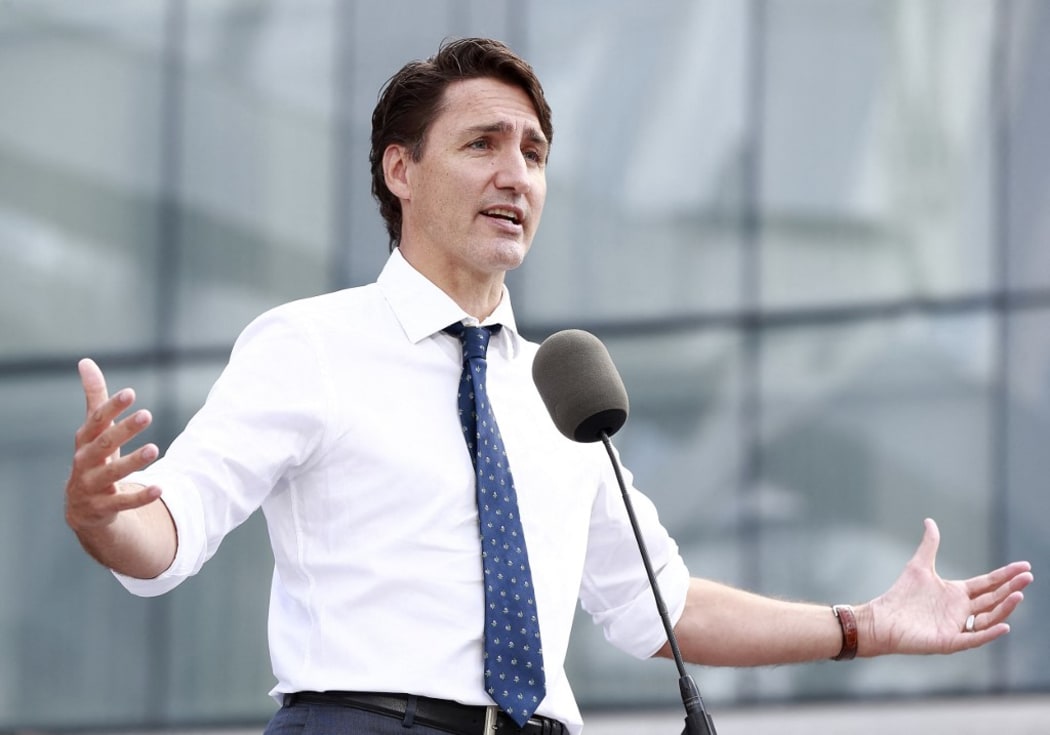 VANCOUVER, BC - SEPTEMBER 13: Canadian Prime Minister and Liberal leader Justin Trudeau makes a speech during a campaign stop on September 13, 2021 in Vancouver, Canada.