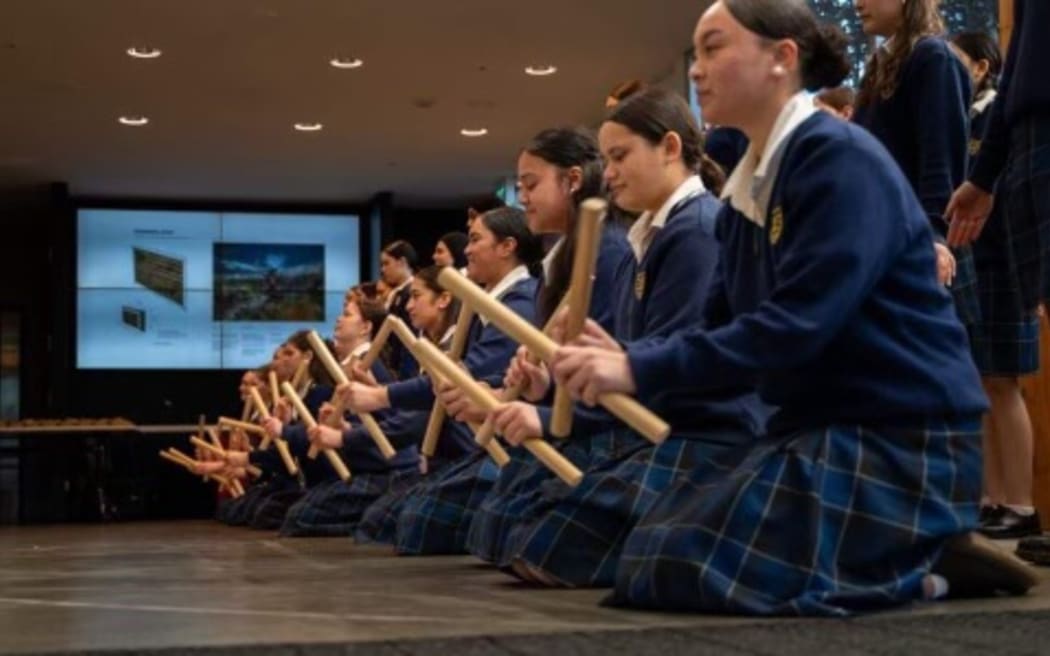 Kapa Haka rōpu from Te Kura Kōhine o te Rāwhiti o te Upoko o te Ika/ Wellington East Girls' College.
