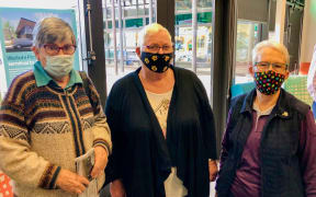 Picton "flower ladies" Helen Baxter (left) Margaret Frisken and Yvonne Rigby at a drop-in session where residents could learn more about the Picton Ferry Terminal upgrade.