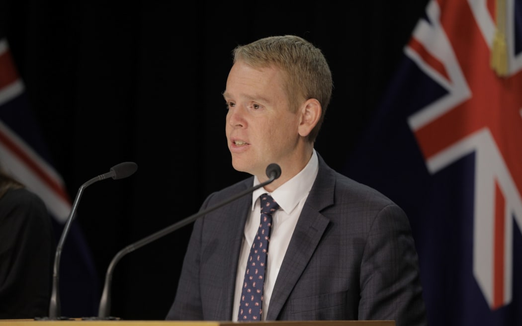 Prime Minister Chris Hipkins speaks to the media