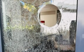 A glass door smashed on Sackville Street