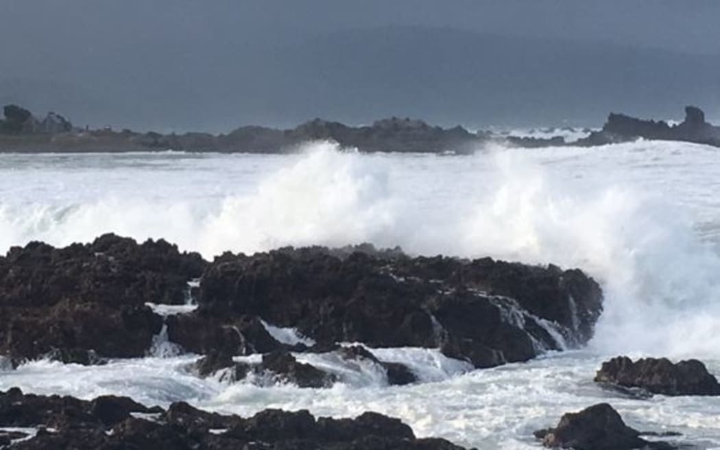 Huge waves have been pounding the south coast of Wellington.