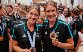 Jackie Gowler and Kerri Williams with their Bronze Medals won in the women's four.