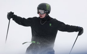Luca Harrington after completing a Slopestyle run at the X Games in Aspen.
