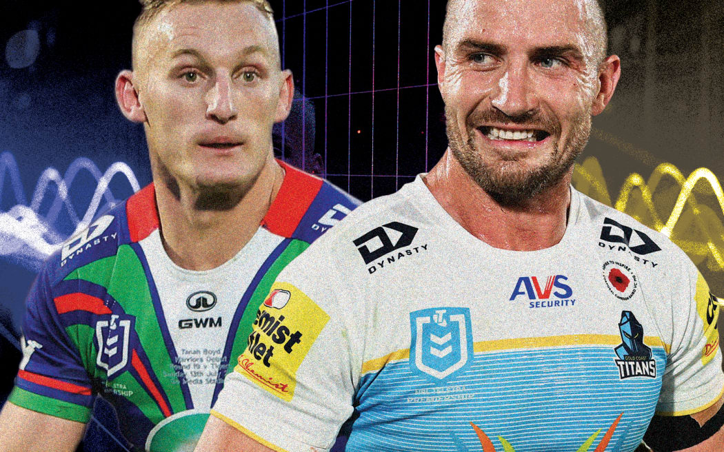 Warriors half Tanah Boyd & Titans half Kieran Foran.