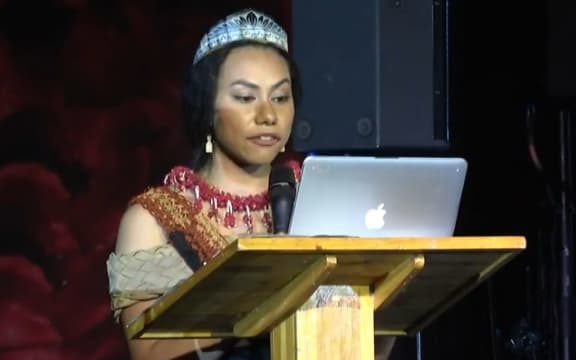 Kalo Funganitao during her speech.