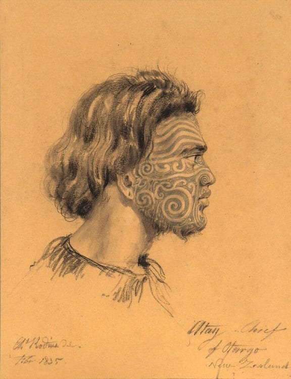 German-born artist Charles Rodius drew this portrait of a young Maori Ngai Tahu chief in 1835.