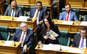 The Prime Minister Jacinda Ardern answers questions during question time in the House