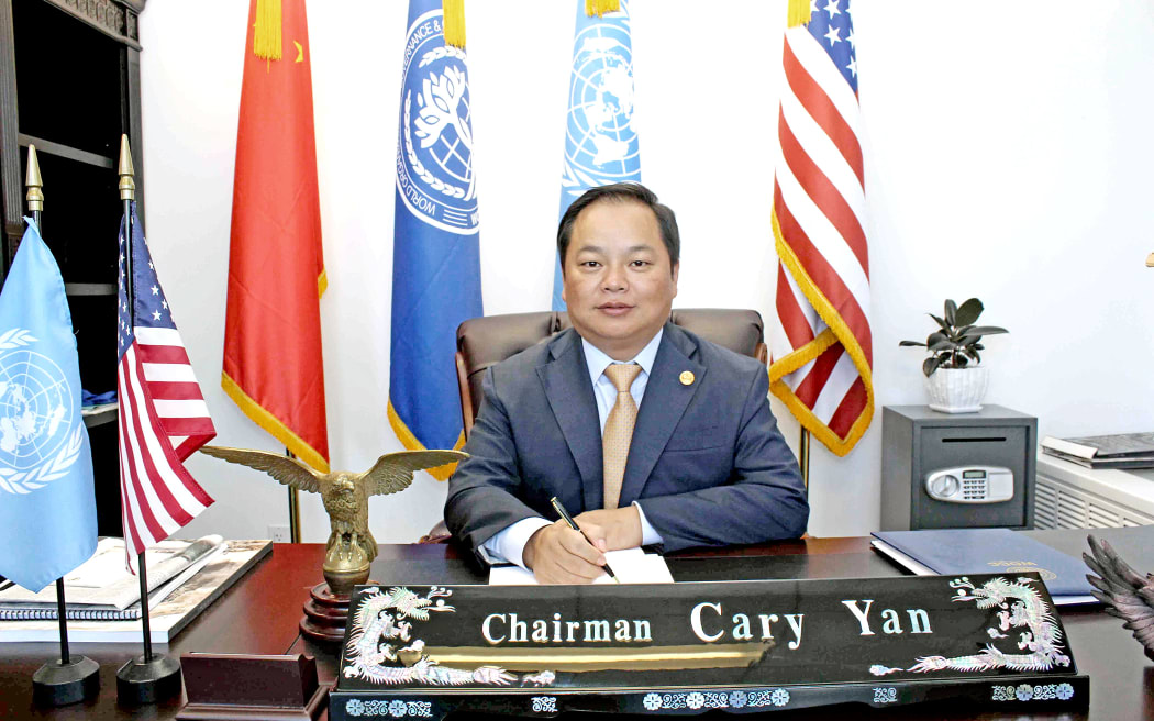 A promotional picture of Cary Yan taken in his New York City-based NGO prior to his arrest last year and conviction in a New York court for bribing Marshall Islands leaders — a conviction that led to US State Department sanctions against two members of the Marshall Islands parliament this week.
