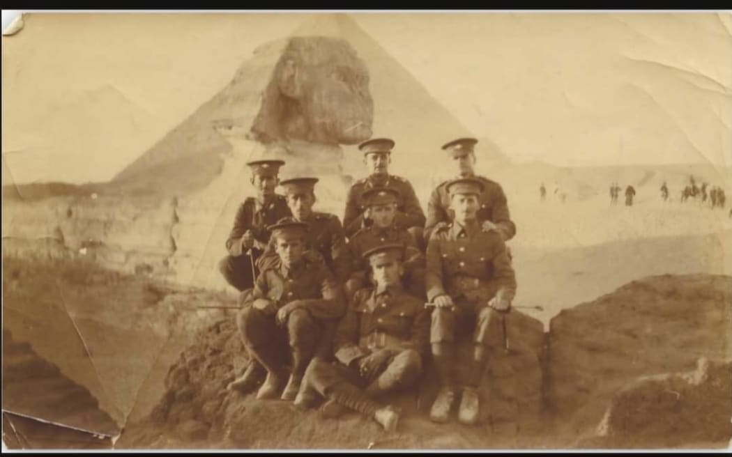 Corporal Vincent Hall, bottom left, with comrades in Egypt.
