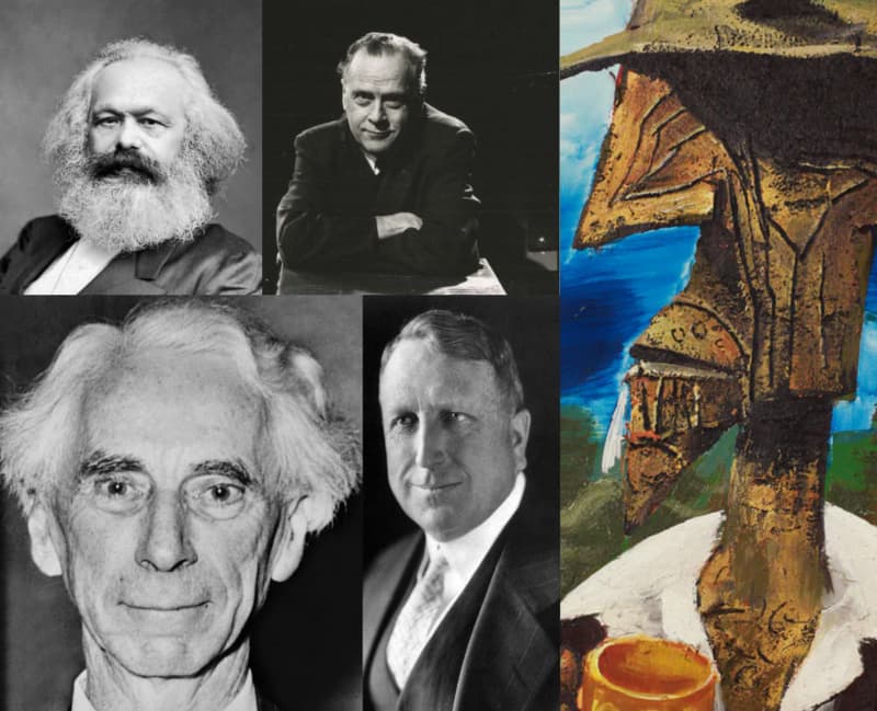 A collage of black and white portraits.