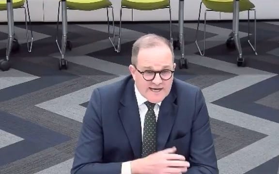 TVNZ CEO Simon Power addressing Parliament's EDSI committee last Thursday on the ANZPM legislation.