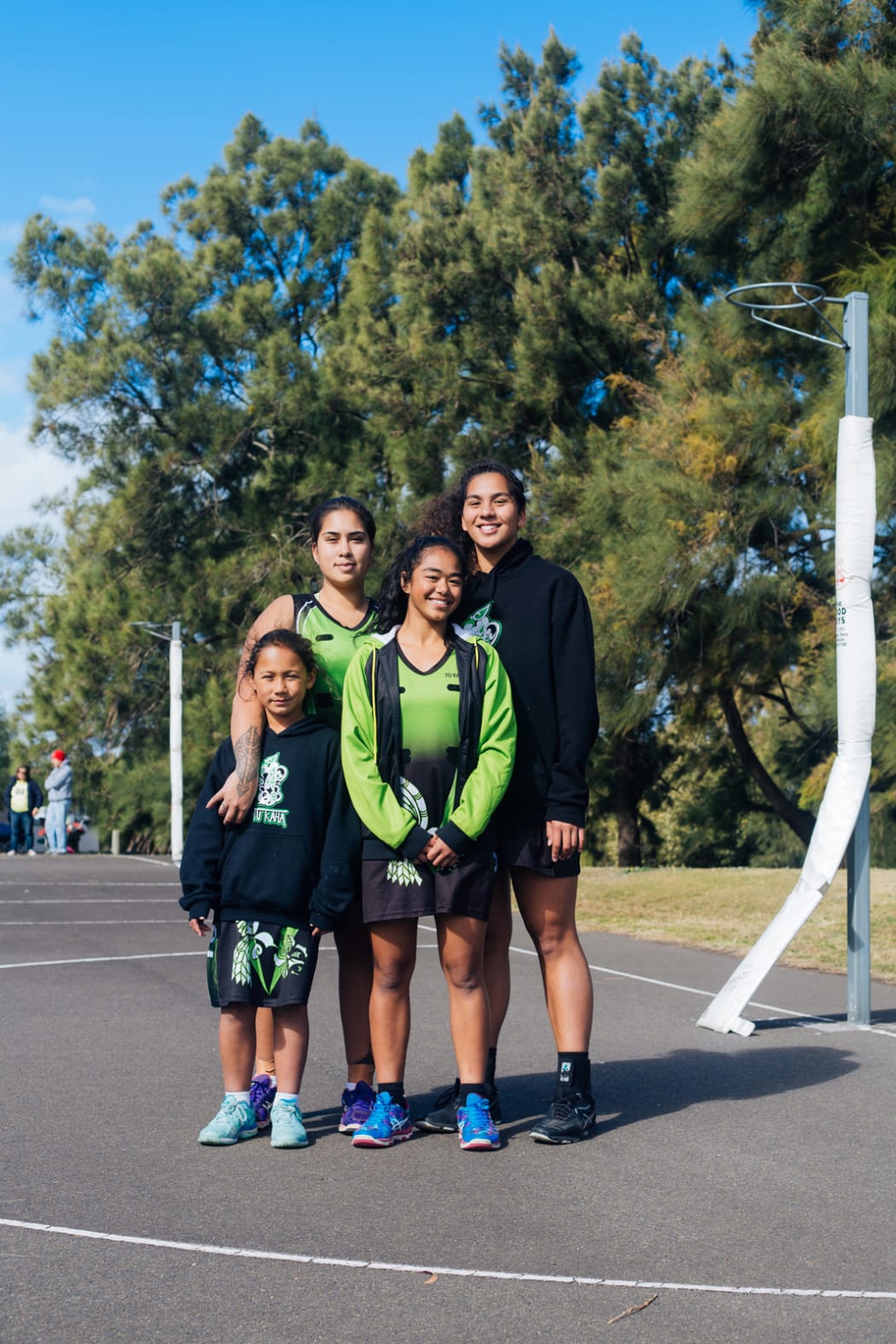 Daisy Kennedy-Holtz (Ngāti Rehia, Wiradjuri), Leilani Tua (Ngāti Porou, Ngā Puhi), Donia Shamia ( Ngā Puhi, Egyptian) and Peyton Holtz (Ngāti Rehia) The girls are all a part of the Tu Kaha teams. They all just finished winning their semi-finals.