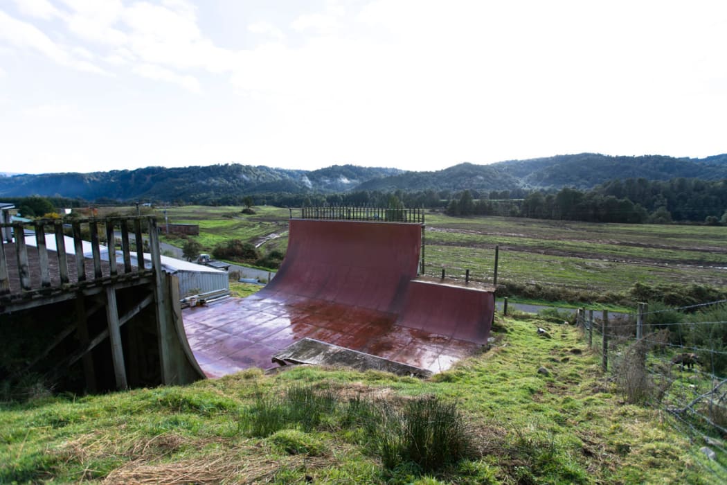 The vert skate ramp at Dave North's house in Nelson Creek, on the South Island's West Coast.
